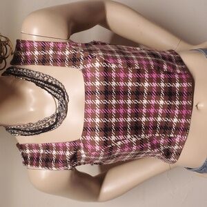 MADDEN NYC... Polyester & Spandex. Pink brown black and white.